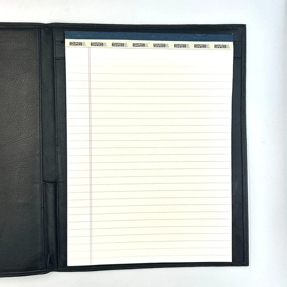 Vintage NYNEX Black Faux Leather Portfolio Padfolio 90s Office Business Meeting